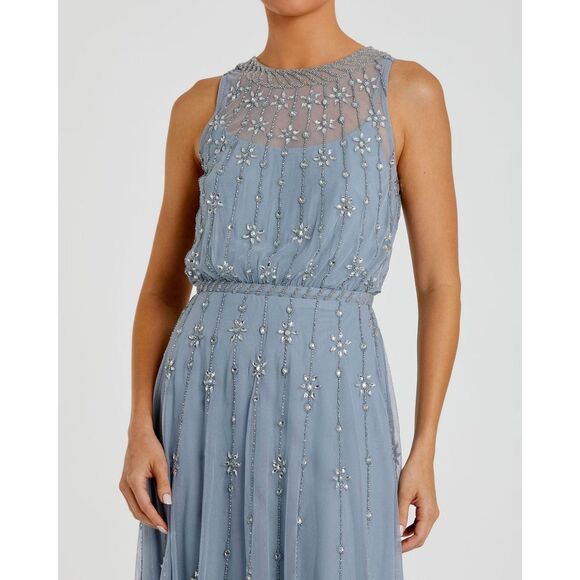 NWT MAC DUGGAL High Neck Sleeveless Embellished A Line Dress Size 8 $498 - Picture 2 of 11